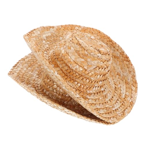 IMIKEYA 2 Stück Miniatur Western Strohhüte aus Leichtem Stroh Mini Hüte für Puppen und Haustiere Atmungsaktive Cowboy Accessoires für Diy Bastelprojekte und Sommerliche Fotoshootings von IMIKEYA