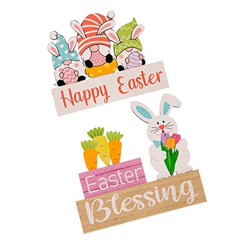 IMIKEYA 2 Stück Osterhasen Holz Süße Tischdeko für Ostern Osterdeko für Regal und Langlebig und Kinderfreundlich von IMIKEYA