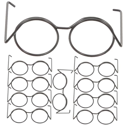 IMIKEYA 20 Stück Mini-Brille Puppenbrillen Gläser Minibrille für Puppen Kleid Mini -Puppenbrille Drahtrandbrille Mini -Prop Minipuppenbrille Weihnachtszubehör Metall Black von IMIKEYA
