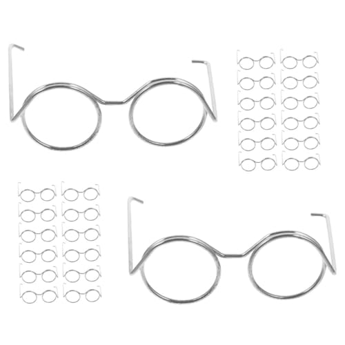 IMIKEYA 20 Stück Minipuppenbrille Miniatur Zubehör Für Klein Sonnenbrille Zum Anziehen Der Puppe -Brillen-Requisiten Lustige Brillenspielzeuge Silver Eisen von IMIKEYA