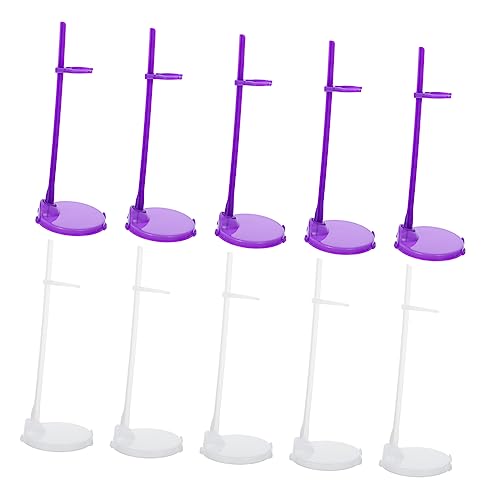 IMIKEYA 20 Stück Puppenständer aus Kunststoff Verstellbare Halter für Puppen Stabiler Stand zum Ausstellen und Präsentieren von Modellen Transparente und Lilafarbene von IMIKEYA
