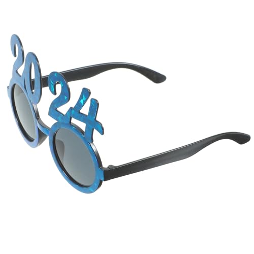 IMIKEYA 2024-Brille Silvester-Nummer Brillengestell Klasse Von 2024 Abschlussfeier Fotoautomaten-Requisiten Frohes Silvester Party-Sonnenbrille Blau von IMIKEYA