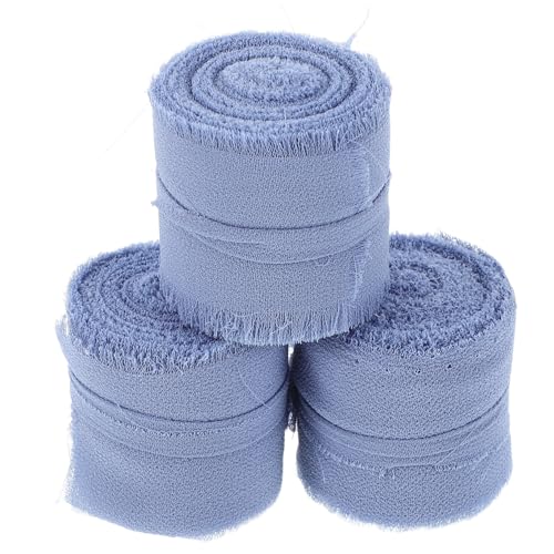 IMIKEYA 3 Rollen Schleife Blumenbänder Partyverpackungsband Packband Vorhanden Paketband Für Handwerk Bänder Für Die Hochzeit Geschenkverpackungszubehör Bänder Für Handwerk Chiffon Blue von IMIKEYA