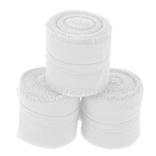 IMIKEYA 3 Rollen Schleife Geschenkverpackungszubehör Bänder Zum Basteln Extra Breites Band Hochzeitsband Geschenkband Zum Verpacken Der Party Packband Vorhanden Partyband Chiffon Beige von IMIKEYA