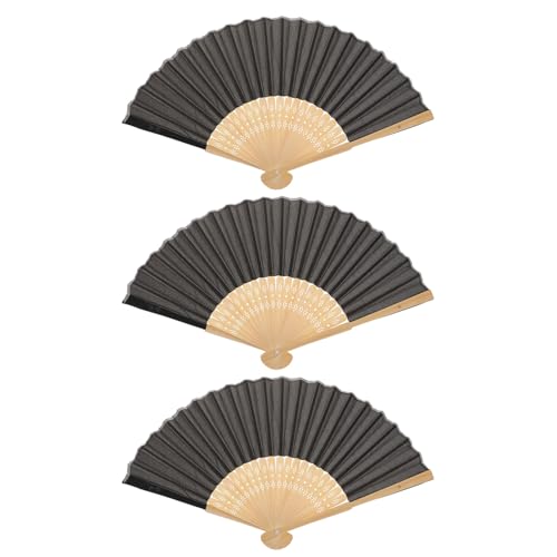 IMIKEYA 3 Stück Faltfächer Leichte Tragbare Handliche Faltbare Naturholz Handfächer DIY Blanko Fächer für Dekoration Hochzeiten Bühnen Party Schwarz von IMIKEYA