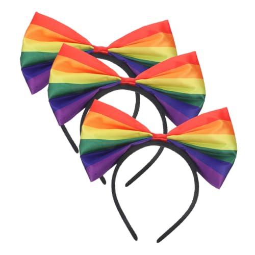 IMIKEYA 3 Stück Regenbogenbogenstirnband Bowknot-Stirnbänder für Frauen Bughaarband Haarband für Party Stirnbänder mit Schleifen für Mädchen Haarzubehör für Mädchen süßes Haarband Stoff von IMIKEYA