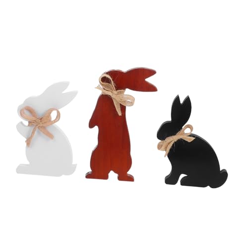 IMIKEYA 3 Stück Teiliges Vintage Holz Hase Osterdeko Rustikale Tischdekoration für Ostern Holzfiguren für Festliche Anlässe und Feiern von IMIKEYA