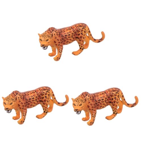 IMIKEYA 3st Tierfiguren Spielzeug Desktop-Spielzeug Mini-leopardenskulptur Wildes Tierornament Desktop-dekor Wilde Tierstatuen Zootierfiguren PVC Leopardenmuster Dekorationen von IMIKEYA