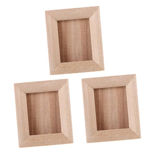 IMIKEYA 3Stücke Fotorahmen Aus Holz Puppenhaus Bilderrahmen Zubehör DIY Mini Holzrahmen Für Kleine Puppenhäuser Und Dekorationen von IMIKEYA