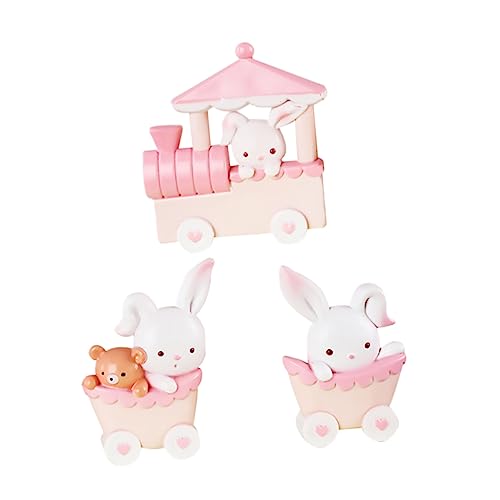 IMIKEYA 3st Kuchendekoration Frühlingsgeschenke Hausdekorationen Für Zu Hause Geburtstags-dessert-topper Für Cupcakes Miniaturzug Spielzeug Baby-set Tier Pappbecher Wagen Kind Rosa Harz von IMIKEYA