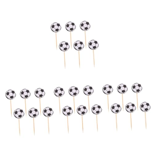IMIKEYA 4 Sätze Fußball-kucheneinsatz Junge Kindergeburtstag Dekorationen Kugeln Kuchen Post Für Party-dessert-topper Fußball-cupcake-picks Papier 60 Stück * 4 von IMIKEYA