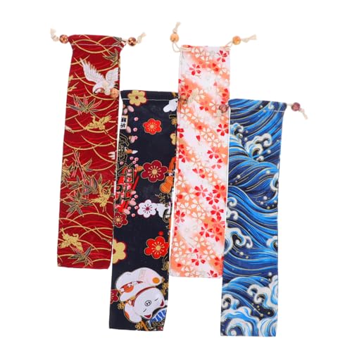 IMIKEYA 4 Stück Faltbare Handfächerhülle Aus Stoff Japanische Retro Fächer Aufbewahrungstasche Dekorative Kordelzugbeutel Für Handfächer Und Schmuck Vielseitige Fächerhülle Für von IMIKEYA