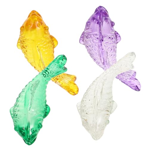 IMIKEYA 4 Stück Fischverzierung aus Glas wohnaccessoires Glasfischfiguren Tischdekoration mit Fischmotiven Glasfiguren Sammlung kleine Glasstatue Farbiger Glasfisch gefälschter Fisch von IMIKEYA