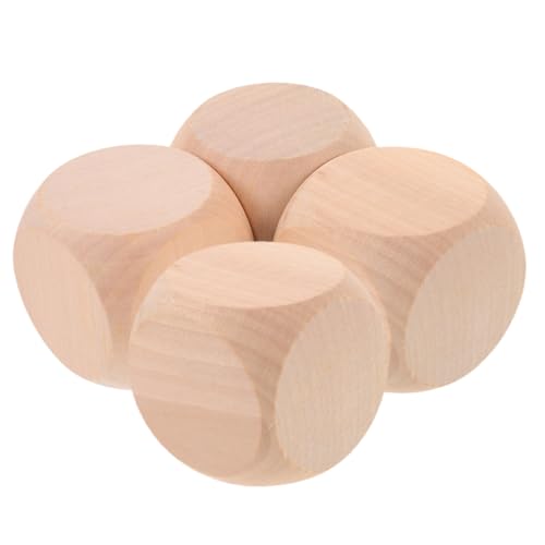 IMIKEYA 4 Stück Leere Holzwürfel überdimensioniert Jumbo unfertige Holzwürfel Leere quadratische Blöcke Würfelzubehör DIY-Würfel unfertige Leere Würfel Spieldekoration von IMIKEYA