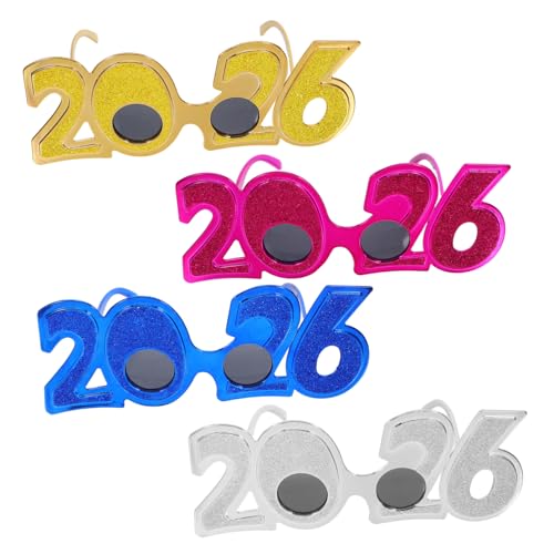 IMIKEYA 4 Stück Neujahrsbrillen aus Kunststoff Leichte Partybrille mit Kreativem Zahlendesign Gold Silber Blau Rot Lustige Foto Requisiten für Silvester und Abschlussfeiern IMIKEYA 4 Stück Neujahrsbrillen aus Kunststoff Leichte Partybrille mit Kreativem Zahlendesign Gold Silber Blau Rot Lustige Foto Requisiten für Silvester und Abschlussfeiern von IMIKEYA