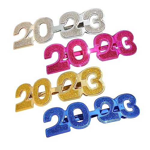 IMIKEYA 4 Stück Partybrillen Bunte Neujahrs Foto Requisiten mit Zahlenmotiv Lustige Brillen für Silvesterfeier und Festliche Partys Geeignet für Erwachsene Zufällige Farbe Zufällige Farbe von IMIKEYA