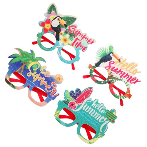 IMIKEYA 4 Stück Teiliges Hawaii Partybrillen aus Robustem mit Tropischem Design Lustige Foto requisiten für Erwachsene Sommer Strand Tanzparty Accessoires von IMIKEYA