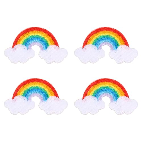 IMIKEYA 4 Stück Teiliges Selbstklebende Regenbogen aufnäher aus Polyester Bestickte DIY flicken für Kleidung Jeans Hüte Schuhe und Taschen Praktische Reparatur Dekorationsapplikationen von IMIKEYA