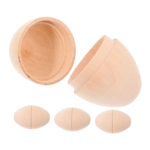 IMIKEYA 4 Stück Unbemalte Holz Ostereier für Diy Malprojekte Hohl Design für Dekorationen und Ostern Bastelarbeiten von IMIKEYA