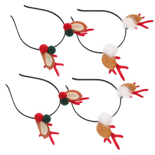 IMIKEYA 4 Stück Weihnachts Haarreif Niedliches Rentier Geweih Stirnband mit Bunten Kugeln Perfektes Haarschmuck für Weihnachten Partys und Kreative Kostüme für Familie und Freunde von IMIKEYA