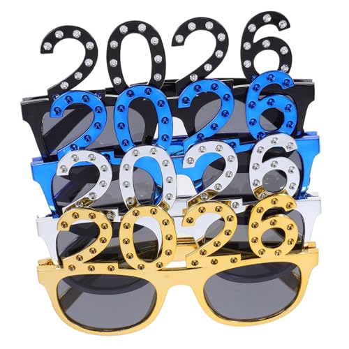 IMIKEYA 4-teilige Neujahrsbrillen: 2026 – Lustiges Festliches Partyzubehör – Neujahrs-fotobrillen Für Abschlussfeiern Und Feiertagsveranstaltungen von IMIKEYA