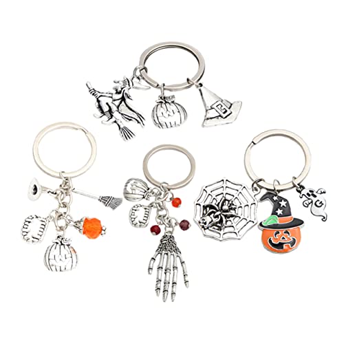 IMIKEYA 4Stücke Teiliges Halloween Schlüsselanhänger mit Kürbis und Hexe Handgefertigte Horror Schlüsselringe für Geldbörse und Taschen für Halloween Fans und Sammler von IMIKEYA
