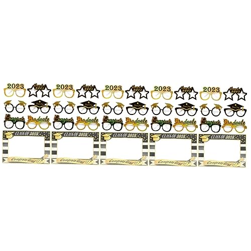 IMIKEYA 5 Sätze Abschlusspapierbrille rahmen Gläser Verkaufsstand glückwunsch grad Dekorationen Gold lustige brillen witzige brillen bilderrahmer Abschlussbrillen Requisiten Partyzubehör von IMIKEYA
