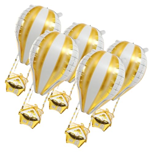 IMIKEYA 5 Stück 4D Aluminiumfolienballon Dekorationen Party Luftballons Geburtstagsdekoration hängende Dekoration mit Heißluftballons Heißluftballon-Formballon Golden IMIKEYA 5 Stück 4D Aluminiumfolienballon Dekorationen Party Luftballons Geburtstagsdekoration hängende Dekoration mit Heißluftballons Heißluftballon-Formballon Golden von IMIKEYA