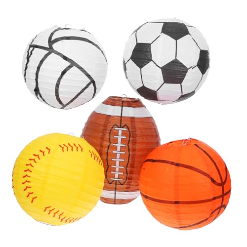 IMIKEYA 5 Stück Basketball Fußball Laternenanhänger Fußball Dekorationslaternen Basketball Partydekorationen Basketball Baseball Laternen Fußball Partydekorationen Laternen von IMIKEYA