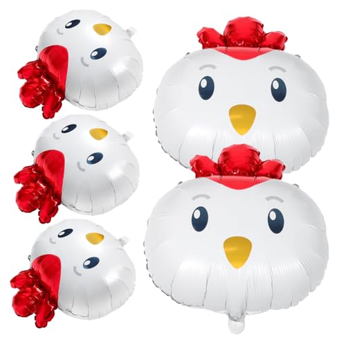 IMIKEYA 5 Stück Kükenballon Happy Birthday Ballon Bauernhof Geburtstagsballons Happy Birthday Folienballon Huhn Party Dekorationen Tierballons Hühnerfolienballons Aluminiumfolie von IMIKEYA