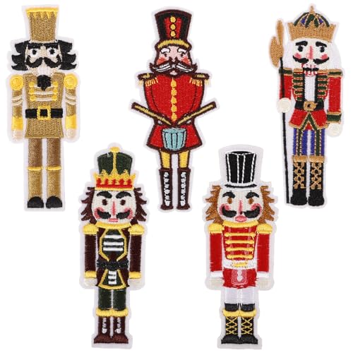 IMIKEYA 5 Stück Nussknacker-aufnäher, Aufbügler, Weihnachts-nussknacker-stickapplikation für Die Reparatur Und Dekoration von Kleidung, 5 Stile von IMIKEYA