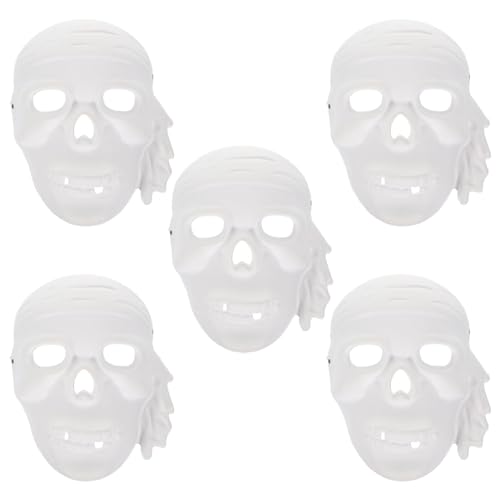 IMIKEYA 5 Stück Pappmaché-Maske Weiß Diy-Vollgesichtsmaske Blanko Bemalbare Maske Piraten-Kostüm-Maske Für Karneval Maskerade Cosplay Halloween-Party-Dekoration von IMIKEYA