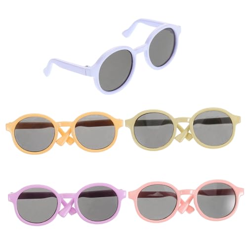 IMIKEYA 5 Stück Puppenbrillen Zubehör Puppen Sonnenbrille Mädchen Unsere Mama Rosa Brille Für Puppe Mini Puppenbrille Requisite Runde Brille Mini Puppenbrille Kunststoff von IMIKEYA
