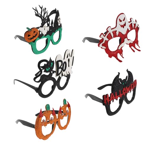 IMIKEYA 5 Stück Teiliges Halloween Party Brillen mit Kürbis Katze Fledermaus Geist Leichter Lustige Foto Requisiten für Halloween Kostüm und Partydekoration von IMIKEYA