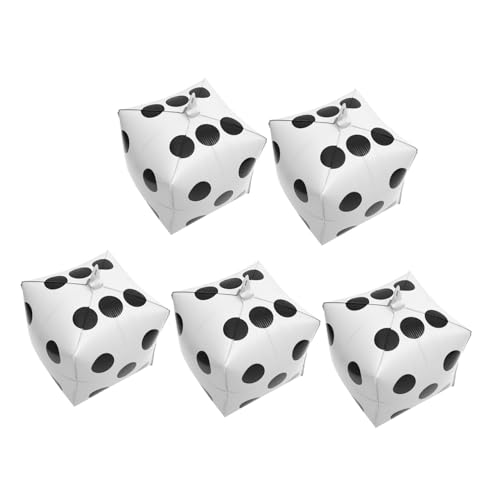 IMIKEYA 5 Stück Teiliges Würfel Folienballons Weiß Aluminiumfolie Würfelform Partydeko für Spieleabende Indoor Outdoor Einfach zu Festliche Themen Dekoration von IMIKEYA