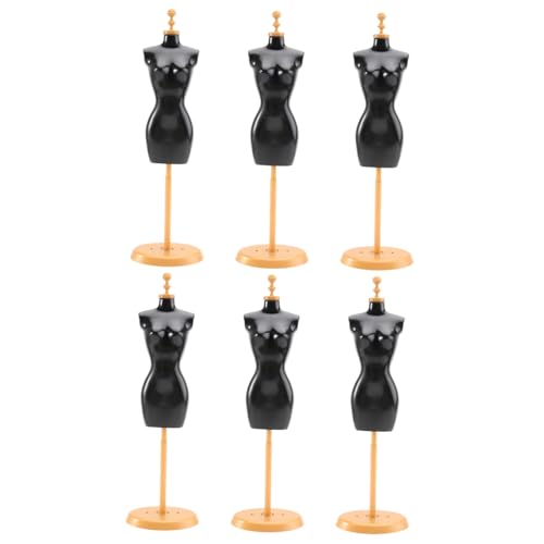 IMIKEYA 6 Stück Hochzeitsdesign -Kleidung Klammer Stehpuppe Zubehör Gestell Puppenkostümhalter Puppenkostümständer Puppenversorgung Figurformmodell Kleiderbügel für Puppen Plastik Schwarz von IMIKEYA