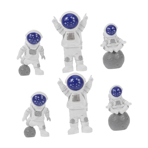 IMIKEYA 6 Stück Teiliges Astronaut Resin Cake Topper Mini Weltraum Figuren in Blau Detailreiche Wiederverwendbare Tortendeko für Jungen Geburtstag Weltraum Party Zubehör von IMIKEYA