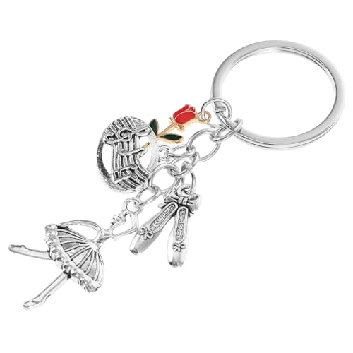 IMIKEYA 6 Stück Teiliges Ballerina Schlüsselanhänger mit Rosafarbenem Blumenanhänger und Ballettschuh Anhänger Eleganter Langlebiger Zinklegierungs Ballet Tänzer Charm für Taschen von IMIKEYA