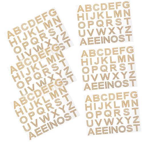 IMIKEYA 6blätter Strass Buchstaben Aufkleber Haftende Rhinestone Sticker Für DIY Taschen Handyhüllen Kleidung Und Mehr Gold von IMIKEYA