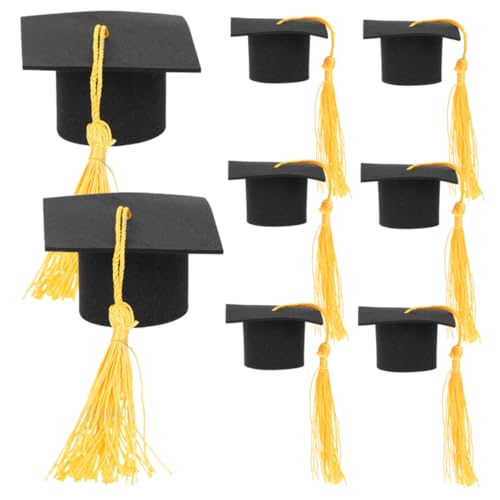 IMIKEYA 8 Stück Kuchendekoration eisend abschlussfeier Partydekoration mit gelber Quaste Grad Cupcake Topper wählt Papierkuchen -Topper Mini-Abschlusskappe mit Quasten Polyester Yellow von IMIKEYA