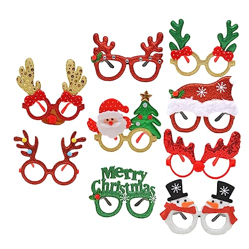IMIKEYA 9 Paare Teiliges Weihnachtsbrillen mit Verschiedenen Motiven Wie Rentier Schneemann und Weihnachtsmütze Bunte Partybrillen für Erwachsene für Weihnachtsfeiern und Festliche Foto von IMIKEYA