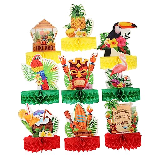 IMIKEYA 9 Stück Hawaiianisches Wabenornament Dekorationen Tropenpartydekoration Tropische Party-Requisiten Hawaii Tischdekoration Tropenparty Herzstück Hawaii-Tischdekoration Papier Bunt von IMIKEYA