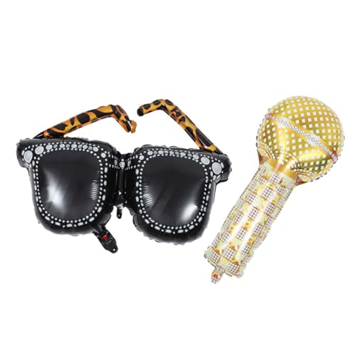 IMIKEYA Aluminiumfolie Luftballon für Geburtstagsfeier Jahre Retro Mikrofon und Sonnenbrille Teiliges Deko für Unvergessliche Partys und Fotorequisiten von IMIKEYA