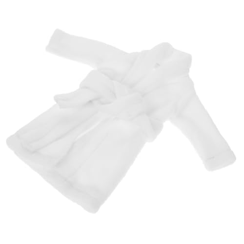 IMIKEYA Bademantel für Spielzeugpuppen Puppen Bademantel puppenbademantel Kleidung für Mini Puppen Puppenkollektion Puppenoutfit Miniaturbademantel elf zubehör Elfen-Requisiten Stoff Weiß von IMIKEYA
