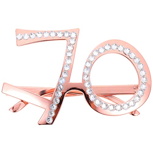 IMIKEYA Brille zum 70. Geburtstag: Zahlenbrille mit Strasssteinrahmen Lustige Sonnenbrille Brille Fotoautomaten-Requisiten für Geburtstagsparty-Dekorationen von IMIKEYA