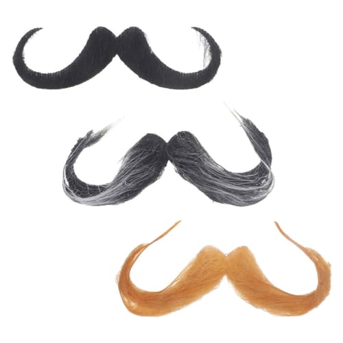 IMIKEYA Falscher Schnurrbart 3 Stück Gefälschter Bart Gesichtsschnurrbärte Neuartiges Haarbartkostüm Realistische Gesichtsbehaarung Falsche Schnurrbärte Für Ostern Weihnachten von IMIKEYA