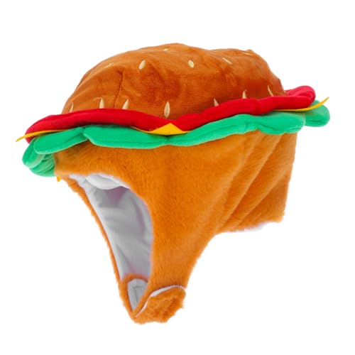 IMIKEYA Hamburger Hut Szene Led Erwachsene Cool Dummer Hut Spaß Sprichwort Albern Party Funky Lustiger Hamburgerhut Lustige Hüte Hamburger Dekoration Orange Plüsch von IMIKEYA