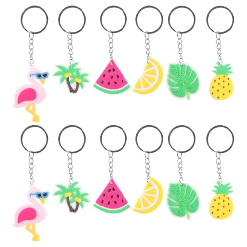 IMIKEYA Hawaii-Luau-Party-Schlüsselanhänger 12 Stück Sommer-Flamingo-Ananas-Wassermelone-Zitronen- -Schlüsselanhänger Tropischer Schlüsselanhänger Für von IMIKEYA