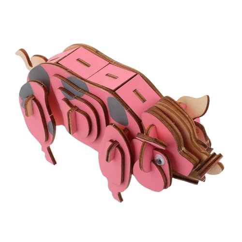 IMIKEYA Holzpuzzle Welpenspielzeug Tierpuzzle Tierpuzzle Schreibtisch Ausstellungsmodellbausätze Puzzlespielzeug Tierbausätze Holzbausätze Schweine Schreibtischpuzzle Rosa von IMIKEYA
