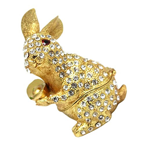 IMIKEYA Metall Schmuckschatulle mit Kaninchen design Weiße Desktop Schmuckbox für Ringe und Ohrringe Dekorative Aufbewahrung mit Glatter Oberfläche als und Wohnaccessoire von IMIKEYA